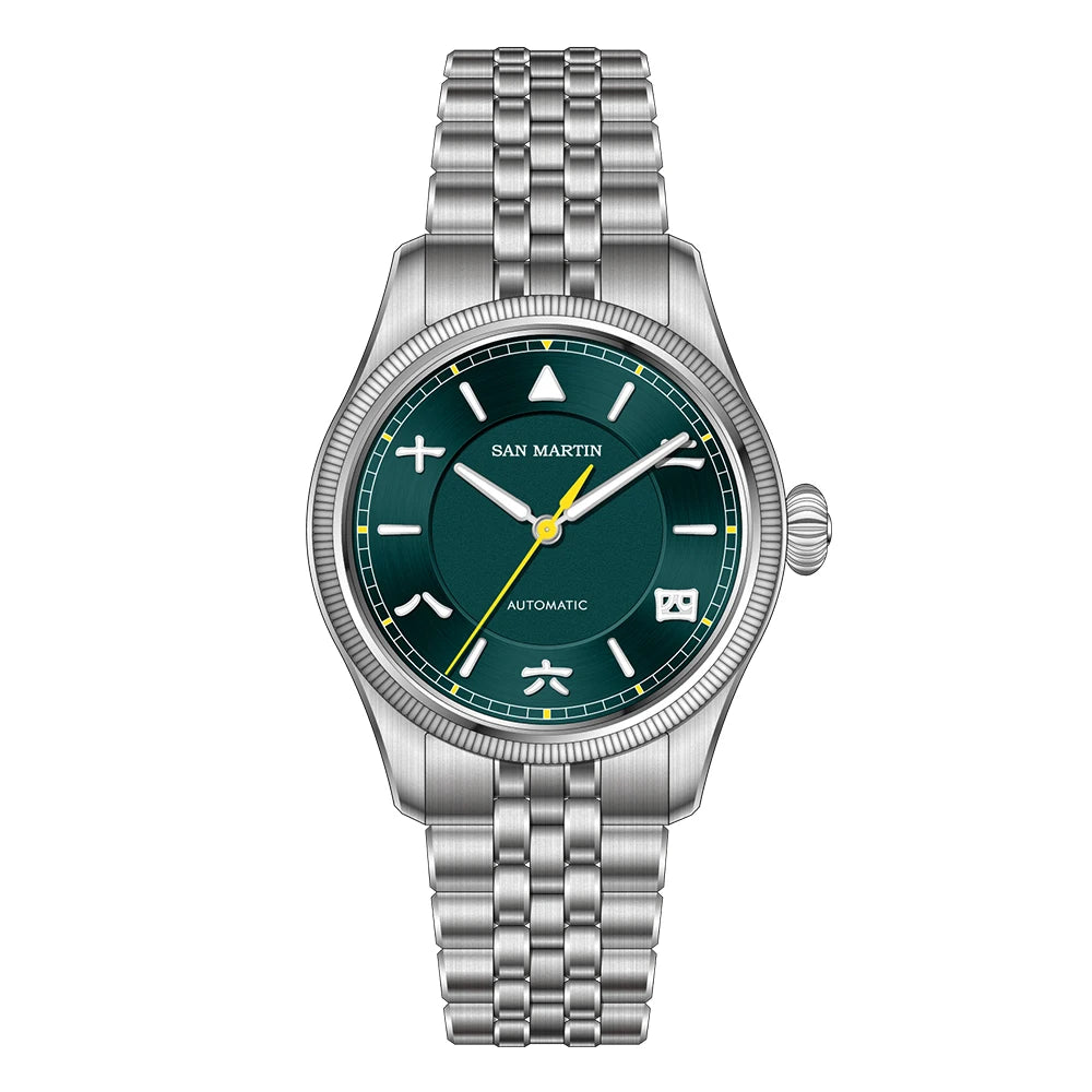 San Martin 39.5mm Men Pilot Watch YN55 Automatic Mechanical Aviation Watches Chinese Style Original Design SN0033 Field Reloj
