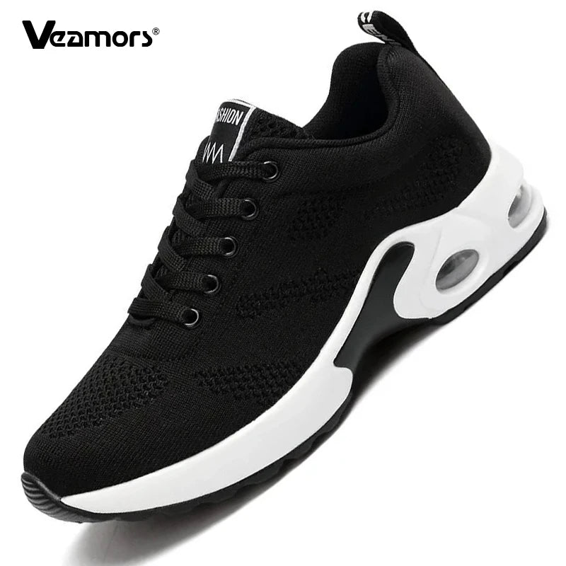 Fashion Women's Lightweight Sneakers Running Outdoor Sports Breathable Mesh Comfortable Air Cushion Lace-Up Shoes