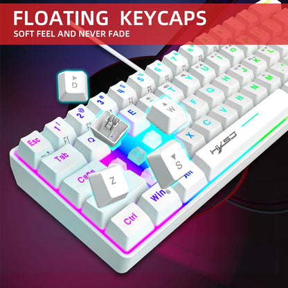 Nuova mini tastiera gaming cablata con membrana sottile, 61 tasti, illuminazione RGB Touch, combinazioni rapide multiple, ideale per gaming e ufficio