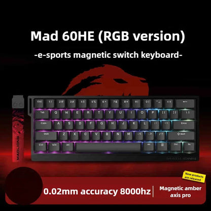 FGG MAD60 Gaming-RGB-Tastatur mit magnetischen Schaltern, fürs Gaming, Full-Key-Hot-Swap, schnelle Reaktionszeit, individuell anpassbare Gaming-Tastatur für Einsteiger
