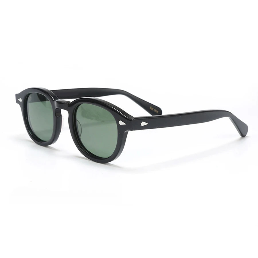 Polariserade solglasögon för män och kvinnor, Johnny Depp-inspirerade solglasögon i Lemtosh-stil, retro, runda, acetatbåge, UV400-glas, Oculos