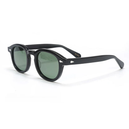Polariserade solglasögon för män och kvinnor, Johnny Depp-inspirerade solglasögon i Lemtosh-stil, retro, runda, acetatbåge, UV400-glas, Oculos