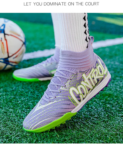Men Women Football Boots Outdoor Soccer Cleats Non-slip Football Field Boots Ultralight Futsal Sneakers TF/FG Spiked Soccer Shoe