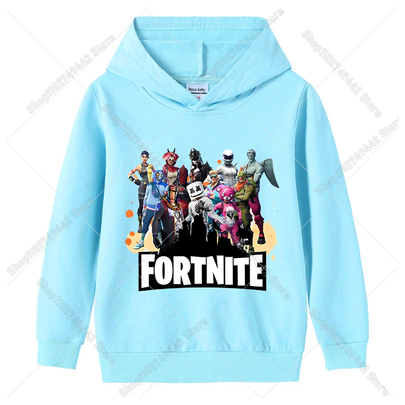 Lasten Fortnite-huppari syksyyn, ohut hupullinen collegepaita pojille ja tytöille, pitkähihainen pusero, urheilu- ja vapaa-ajan lastenvaate