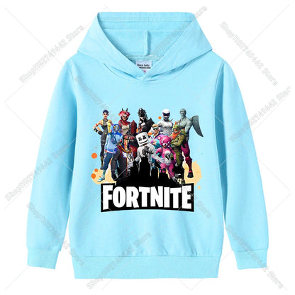 Lasten Fortnite-huppari syksyyn, ohut hupullinen collegepaita pojille ja tytöille, pitkähihainen pusero, urheilu- ja vapaa-ajan lastenvaate