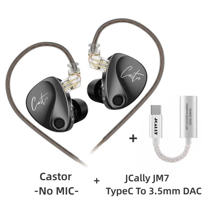 KZ Castor Wired Earbuds Improved Bass HiFi Earphone 2 Dynamic High-end Tunable Balanced Armature In-ear Headphone w/ Accessories