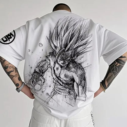 T-shirt oversize Dragon Ball Estate 2026 con cavo di alimentazione, Piccolo Goku, stampa artistica, casual neutro Y2K