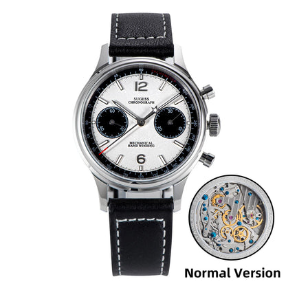 Sugess 1963 Pilot Watch Men Mechanical Chronograph Panda Wristwatch Air Force Sapphire Waterproof for Seagull Movement ST1901 v3