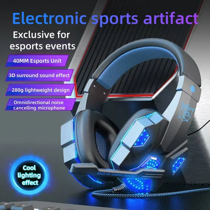 HOMEFISH SY830MV RGB Gaming Headset with Microphone Over-Ear Wired Headphones Drivers Lightweight for PC PS5 Xbox Switch