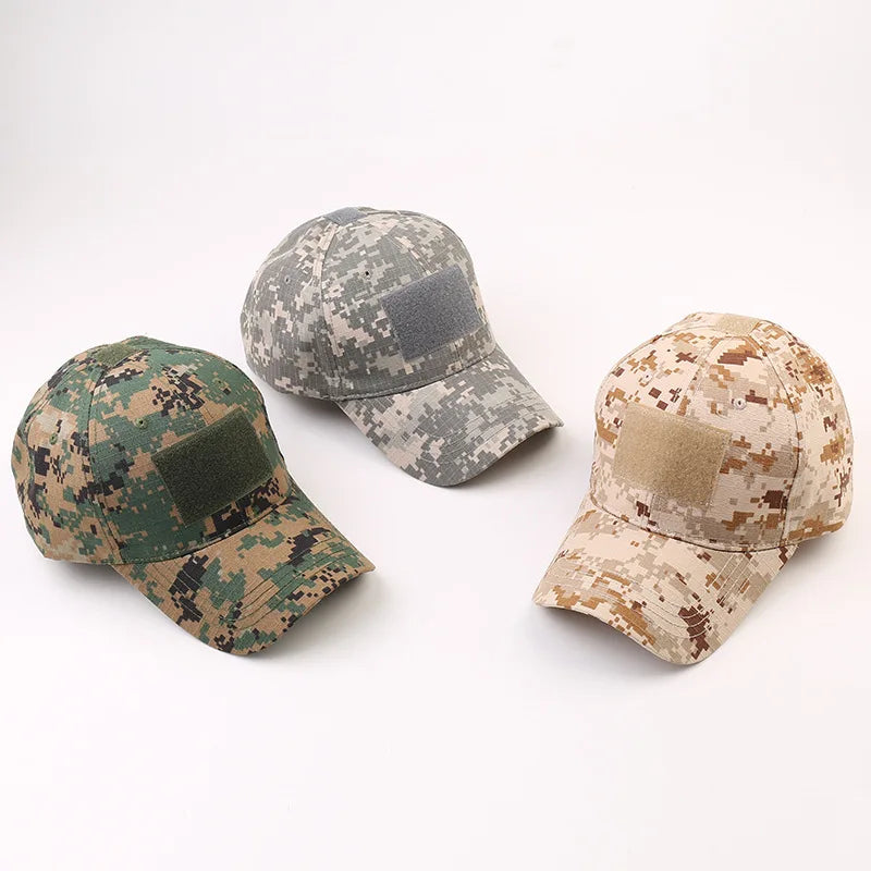 1 pz. Cappellini da baseball mimetici tattici da outdoor per soldati, da combattimento e paintball, cappellino regolabile, cappellini estivi con chiusura a scatto per uomo e donna