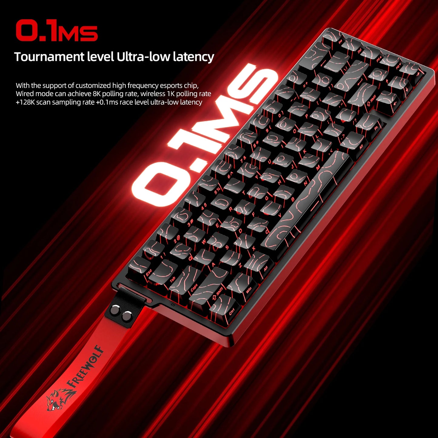 FREEWOLF F68 F68PRO Magnetic Gaming Keyboard Mechanical Wired for Pro Gaming 0.01mm Rapid Trigg 8000Hz SOCD/RS 0.1ms 128K Rate