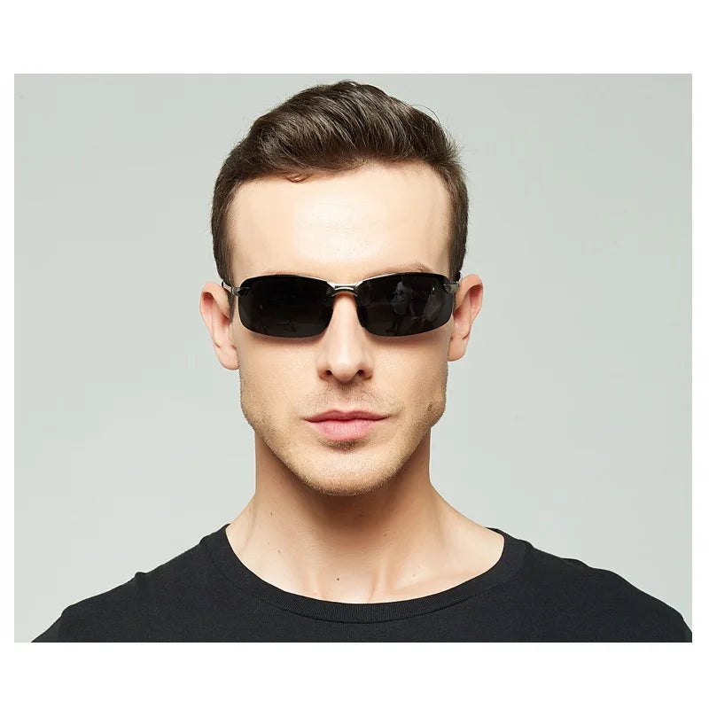 Classic Metal Men Polarized Sunglasses Fashion Driving Fishing Half Frame Retro Sun Glasses Luxury Brand Designer Eyewear UV400
