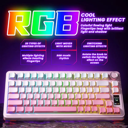 AULA S75 PRO Wireless Mechanical Keyboard with Screen Knob 75% Hot Swappable Gaming Keyboard with Pre-lubed Switches RGB Backlit