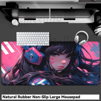 Accessori gaming O-Overwatch D-D.va Tappetino mouse grande Tappetino per tastiera e mouse PC Scrivania XXL Tappetini estesi Gamer Mausepad