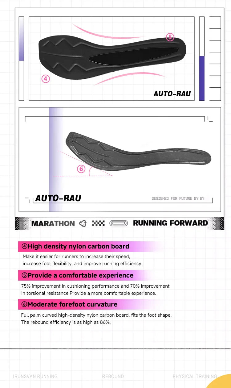 IRUNSVAN Marathon Racing Carbon Plate Men's Running Shoes Ultra Light Shock Absorption Training Women's Sports Shoes