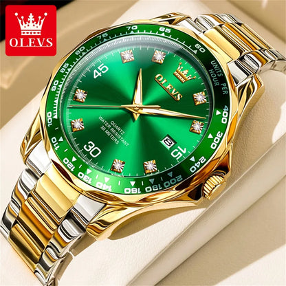 OLEVS 9988 Quartz Watch for Men Waterproof Anti-scratch Auto Date Diving Wristwatch Men Original Brand Luxury Diamond Man Watch