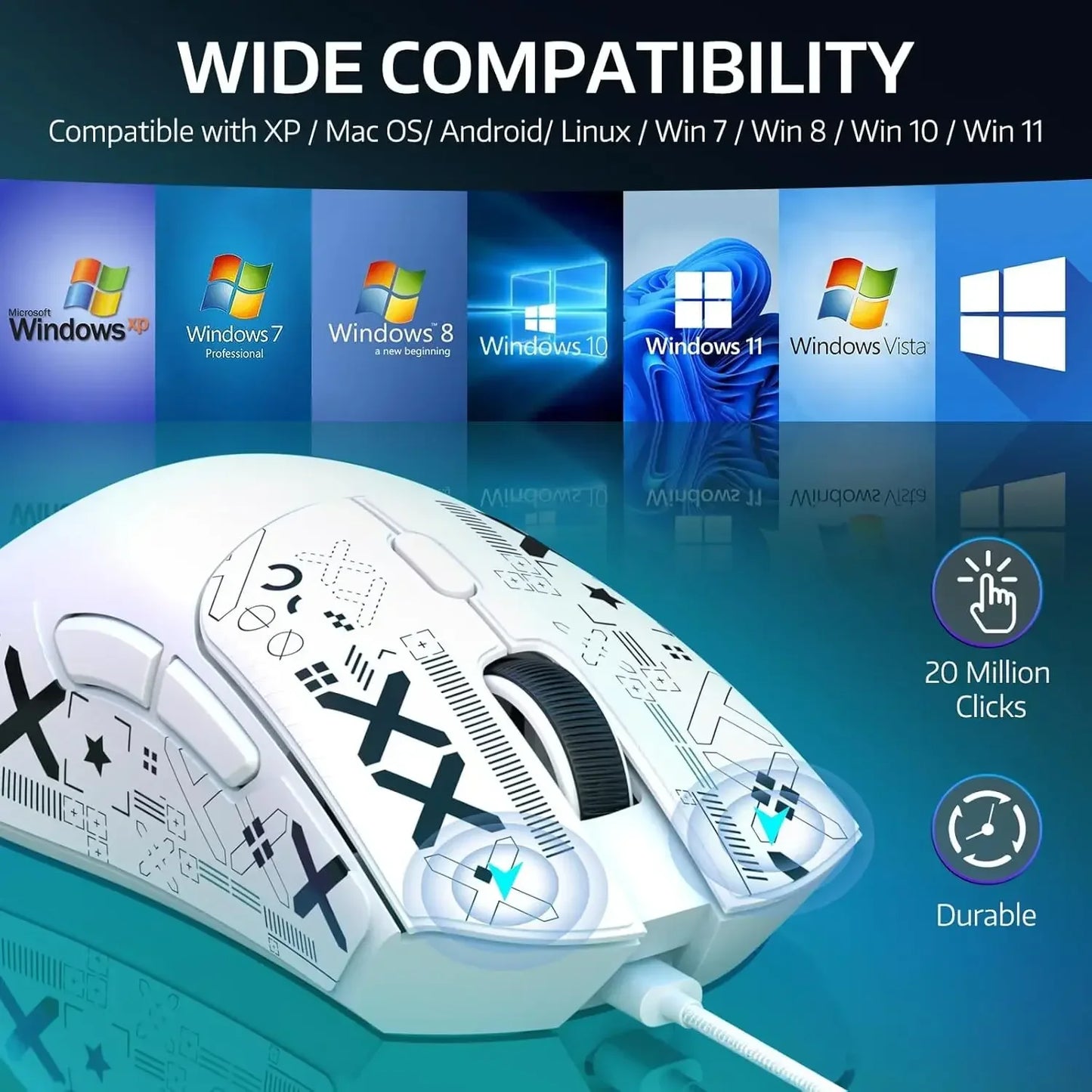 Attack Shark R1 Wireless Gaming Mouse 55g Lightweight 18000dpi PAW3311 Tri-Mode 2.4G/Bluetooth 5.2/USB-C for PC/Mac