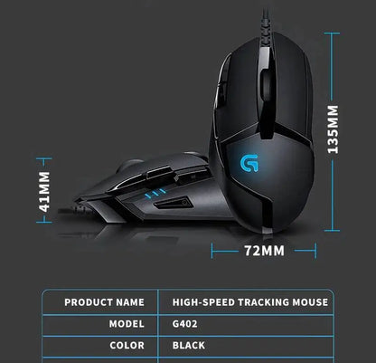 Logitech G402 Wired Gaming Mouse 32-Bit ARM Processor 8 Buttons 500 IPS Anti-Slip for All-Day Gaming and Work Sessions