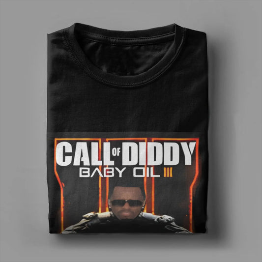 Tricou pentru bărbați Call of Diddy Party Brainrot Sigma, umoristic, 100% bumbac, tricou cu mânecă scurtă, decolteu rotund, îmbrăcăminte clasică
