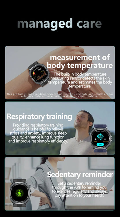 2026 New Health track Smartwatch Air Pump Airbag True Blood Pressure Health Measure Smart Watch Men Women Blood oxygen BT Call