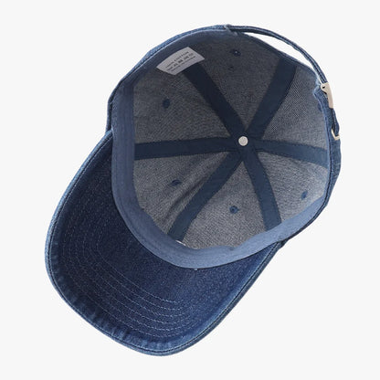 Gorra de visera de denim vintage, gorra de béisbol de moda de estilo vaquero, gorra unisex con letras bordadas, gorras snapback de hip hop, gorra molona