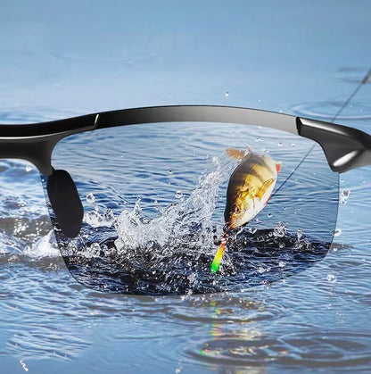 KLASSNUM Herrmode Cykelsolglasögon utan båge Fotokromatiska polariserade solglasögon Färgskiftande solglasögon för fiske, bilkörning och andra aktiviteter Gula glasögon