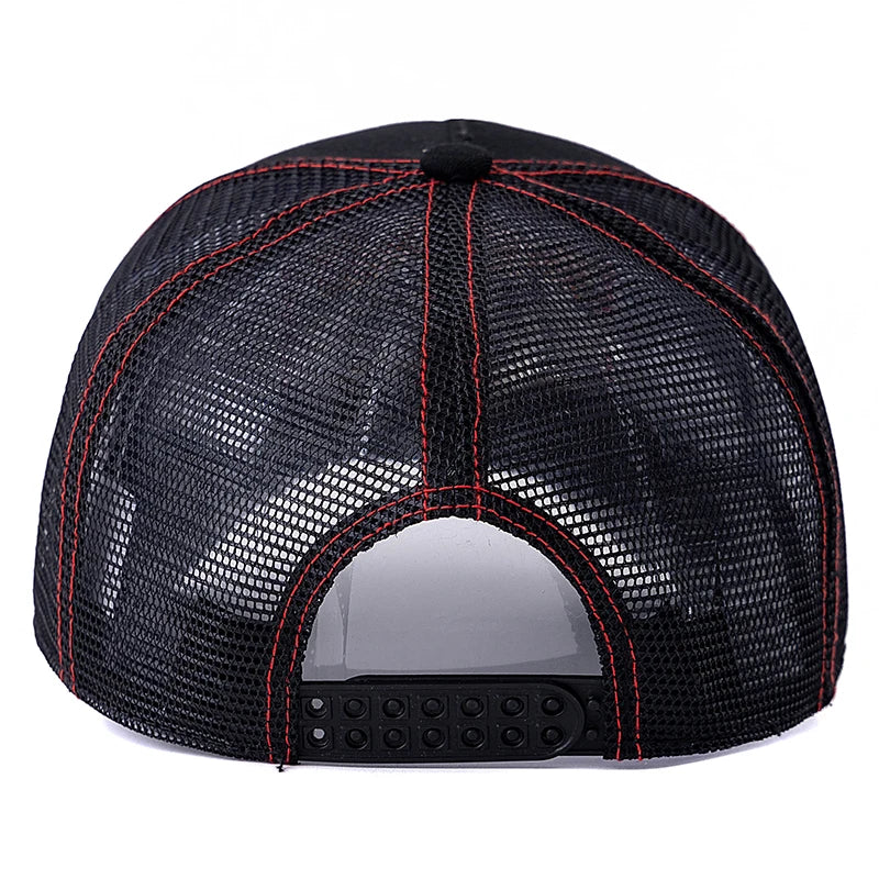 Unisex-mesh-trucker-kasket med klassisk motorcykelmønster, åndbar sommer-baseballkasket, streetwear-kasket til mænd og kvinder