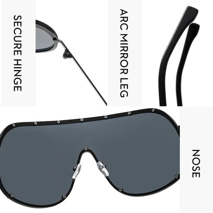 2025 Oversized Metal Rimless Integrated Windproof Sunglasses For Women Trends Y2k Luxury Brand Design Sun Glasses Unisex UV400