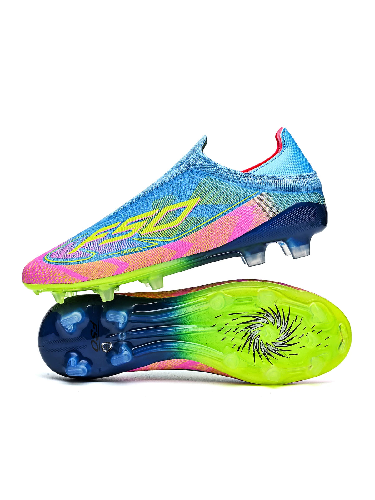 Chaussures de football classiques AG/FG, crampons longs résistants à l'usure en TPU, tige en tissu mélangé PU, antidérapantes et confortables pour le football en plein air pour enfants