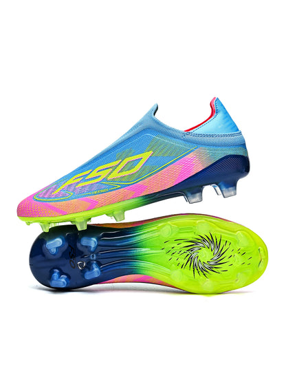 Chaussures de football classiques AG/FG, crampons longs résistants à l'usure en TPU, tige en tissu mélangé PU, antidérapantes et confortables pour le football en plein air pour enfants