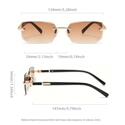 Mode Rimless Solglasögon Män Kvinnor Populära Ramlösa Solglasögon Man Kvinna Klassiska Små Fyrkantiga Sommar Resesolglasögon
