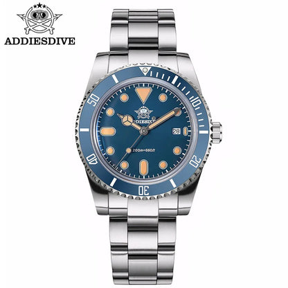 ADDIESDIVE Men's Gift Box Luxury Diver Watch Super Luminous Bubble Mirror Glass Quartz Watch 20Bar Ceramic Bezel Steel Watch
