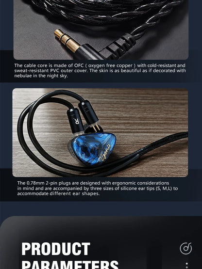 Vzonis DDB-03 HiFi IEM 1DD+1BA+1 Bone Conduction Hybrid Driver Gaming earphones in ear high resolution resin music Headphone