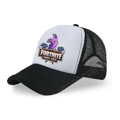 Dětská letní kšiltovka Fortnite s potiskem ve stylu kreslené hry, prodyšná síťovina, nastavitelná čepice s kšiltem, dárek k narozeninám pro děti