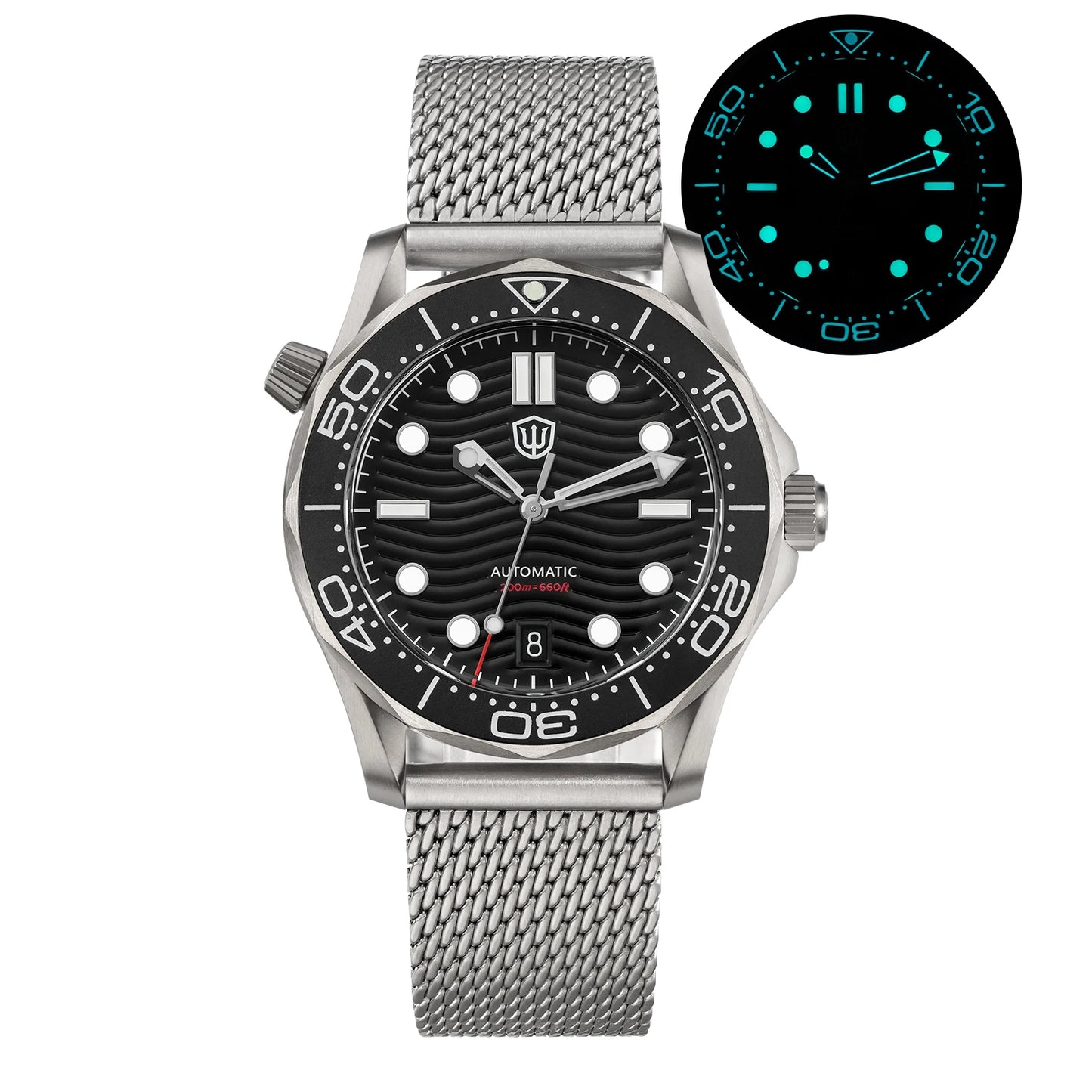 Watchdives WD007 V2 39mm Titanium Dive Watch PT5000 Automatic Movement Luminous 200m Waterproof Domed Bubble Sapphire Watches