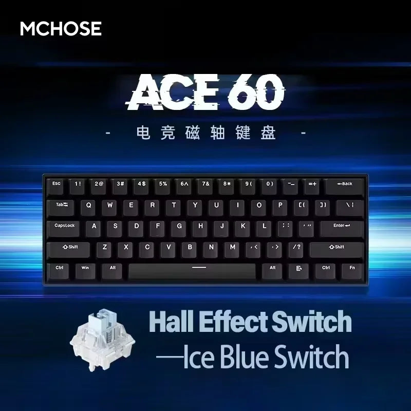 MCHOSE ACE68 V2 Gaming Keyboard Hall Effect 0.001MM RT 8kHz Polling Rate Hot Swappable Support 16K/128K/256K Scan Rate RGB DKS