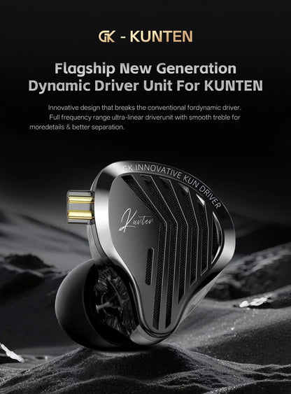 GK KUNTEN Earphones New Generation Dynamic Driver Unite Headests Hifi Music Earbuds DJ Headphones