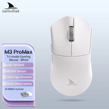 Darmoshark M3Pro Gaming Mouse 2.4G BT Wireless Tri-Mode PAW3395 Sensor N52840 26000DPI Big Hand Macro Driver Mouse For Gaming
