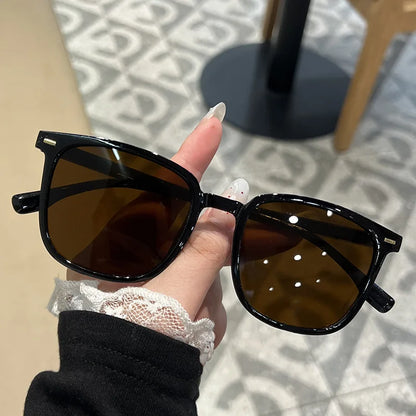 2025 New Brown Lens Sunglasses Retro Square Frame Sunglasses Women Fashion Men Eyewear Trendy