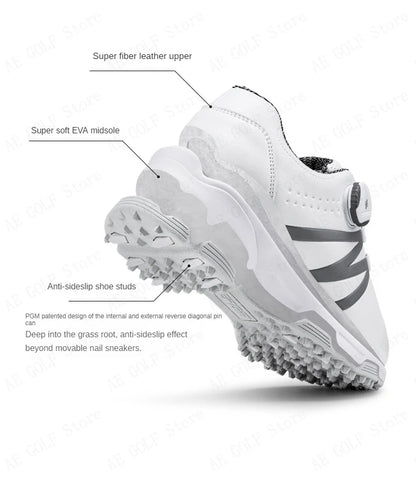 PGM Boys Girls Golf Shoes Light Weight Soft and Breathable Waterproof Anti-slip Universal Outdoor Sports Shoes XZ127