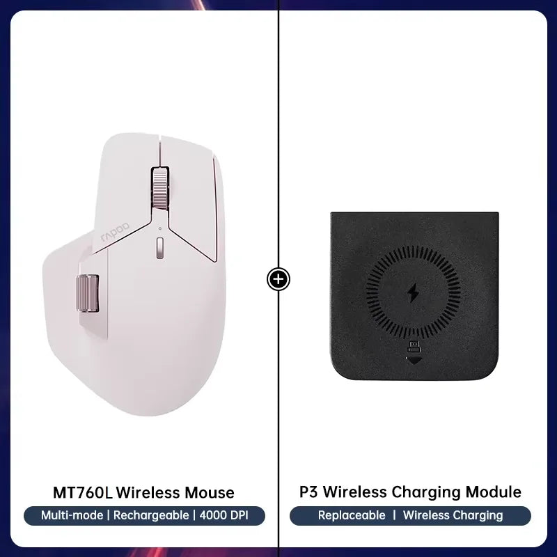 Rapoo MT760/MT760L/MT760Mini/MT760M Rechargeable Multi-mode Bluetooth Wireless Mouse Ergonomic 4000 DPI Support Up to 4 Devices