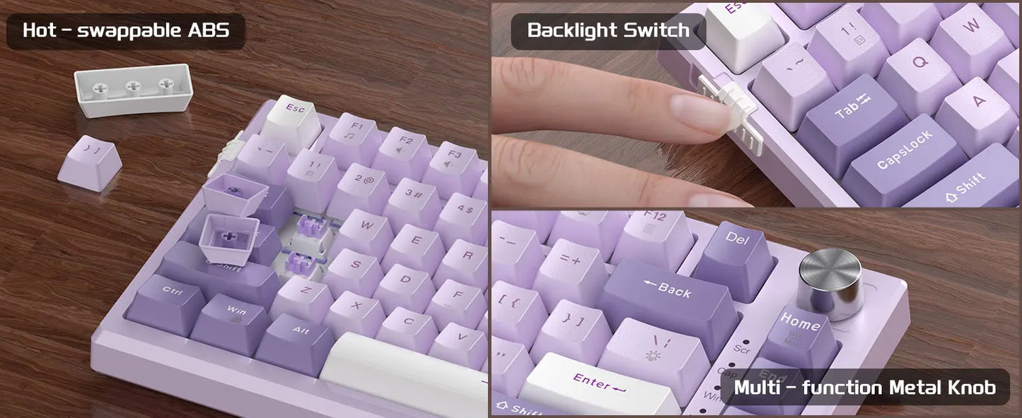 MageGee SKY81 75% Mechanical Gaming Keyboard, RGB Gasket Hot Swappable Wired Custom Creamy Sound Dampening Keyboard with Knob