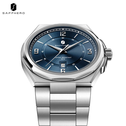SAPPHERO Luxury Men's Watches Date Display Stainless Steel Watch Strap Men's Gifts Travel Essentials Waterproof Wristwatch