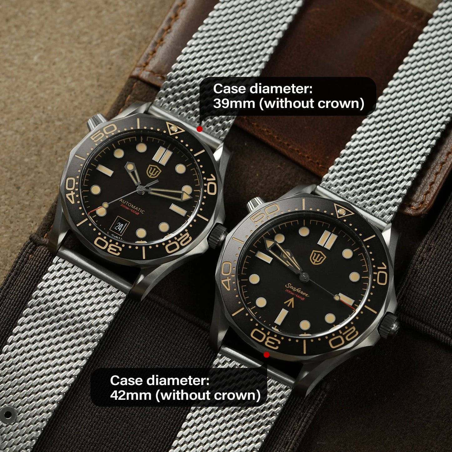 Watchdives WD007 V2 39mm Titanium Dive Watch PT5000 Automatic Movement Luminous 200m Waterproof Domed Bubble Sapphire Watches