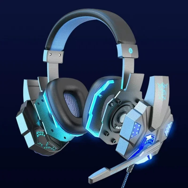 HOMEFISH SY830MV RGB Gaming Headset with Microphone Over-Ear Wired Headphones Drivers Lightweight for PC PS5 Xbox Switch