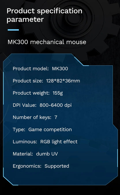 RGB 6400 DPI Magnetic Suction DIY Counterweight Wired Mechanical Mouse for Esports Gaming PC