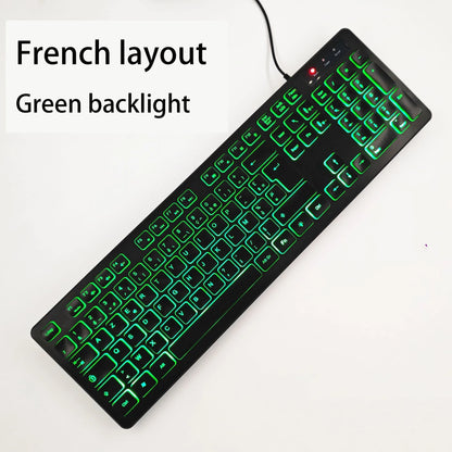 Spanish/French（AZERT）/Russian/Arabic/German keyboard layout Backlit wired Desktop Gaming Keyboard For Desktop Computer office