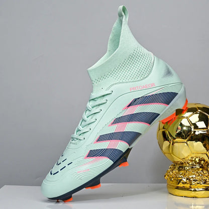 Nouvelles chaussures de football professionnelles pour hommes, crampons de football antidérapants TF/FG, baskets pour garçons, chaussures de sport confortables à la cheville, unisexes