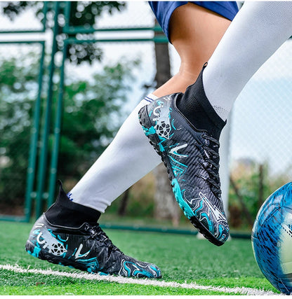 Men's High Ankle Football Boots Turf Soccer Cleats Breathable Non-slip Training Match Sneakers Outdoor Sports TF Soccer Shoes