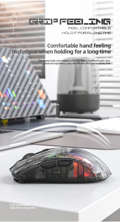 Attack Shark X2PRO Bluetooth Mouse, Tri-Mode , RGB Lights, Magnetic Charging ,Transparent, Battery Indicator, Computer Phone